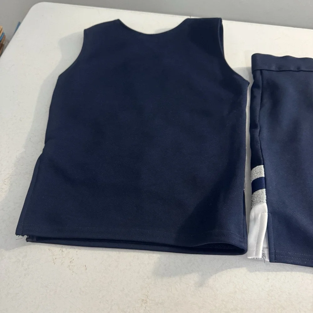 Huskies Cheer Leader Youth Size Small Blue‎ Silver 2 Pc Set